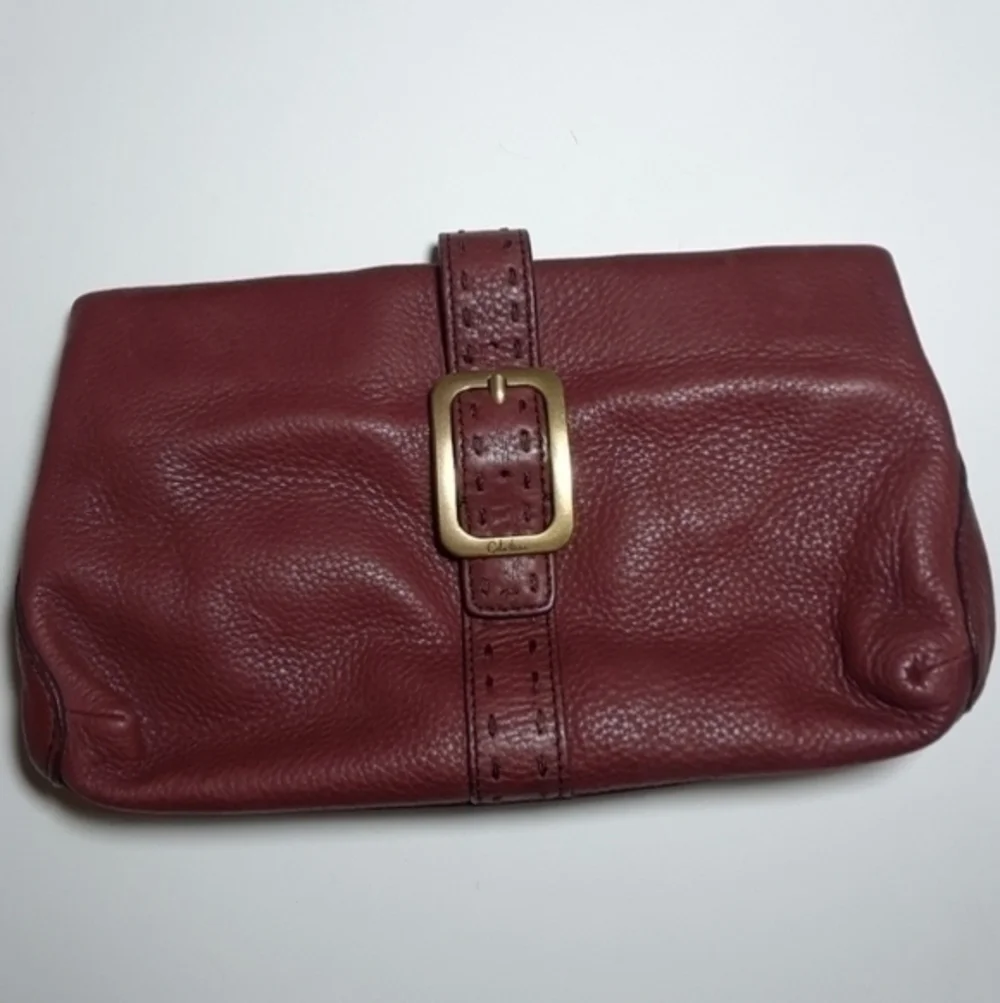 Cole Haan Stitched Magnetic Clutch Royal Berry Bag